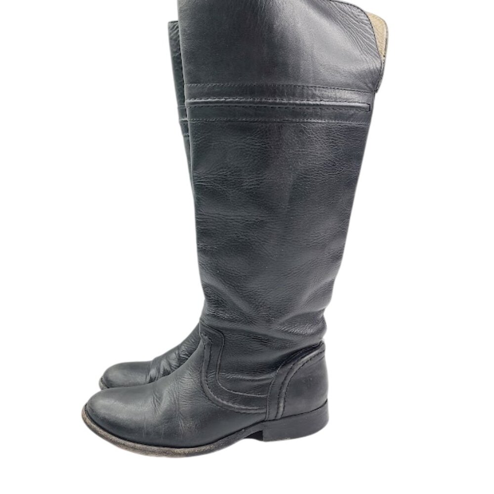 Frye Women's‎ Black Melissa Trapunto Leather Knee High Riding Boot Size 5.5B